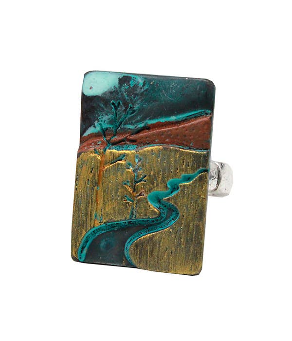 ( M812 )  MOUNTAIN AND TREE LANDSCAPE STRETCH RING