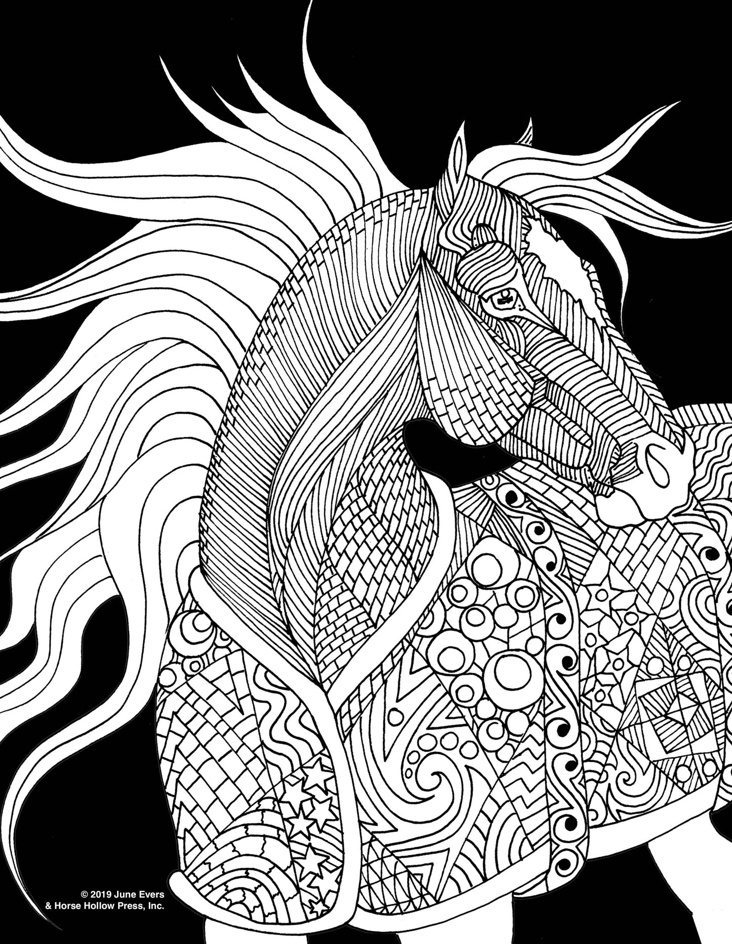 Pretty Horses Kit / 6 Drawings to Color / 24-Colored Pencils