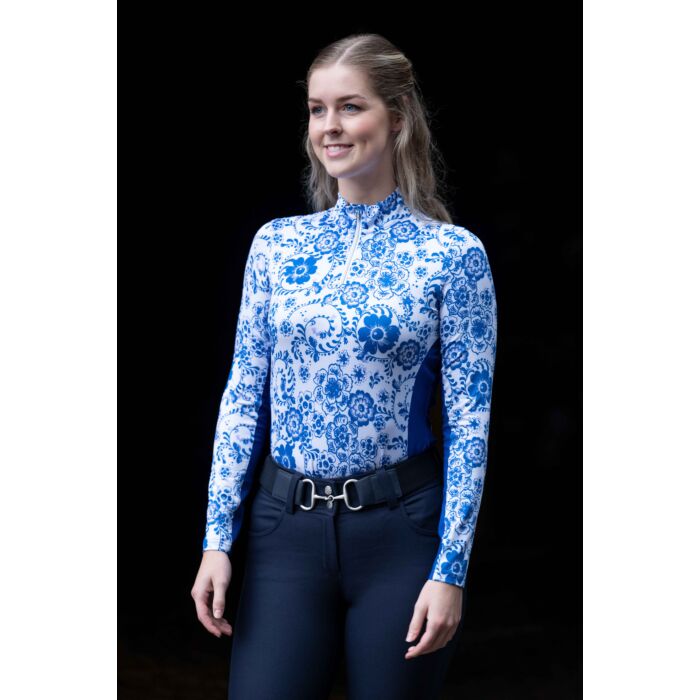 HKM Functional Shirt Blue Flower Long Sleeve