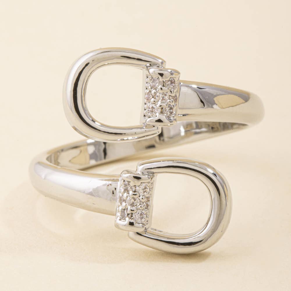 Cz Stirrup Bypass Adjustable Ring
