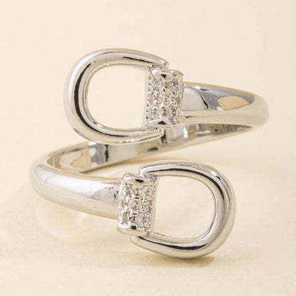 Cz Stirrup Bypass Adjustable Ring