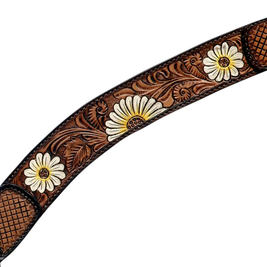 Hilason Horse Floral Hand Painted American Leather Breast Collar Brown