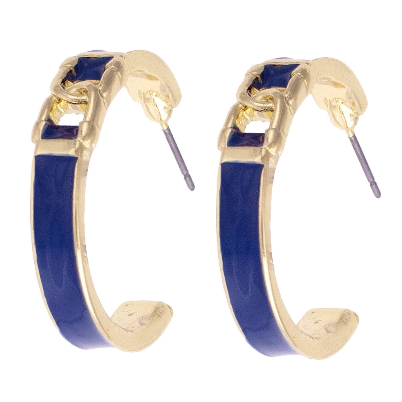 Lyra Linked Horsebit Enamel Hoop Earrings