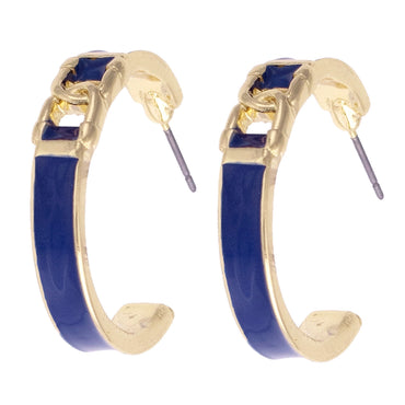 Lyra Linked Horsebit Enamel Hoop Earrings