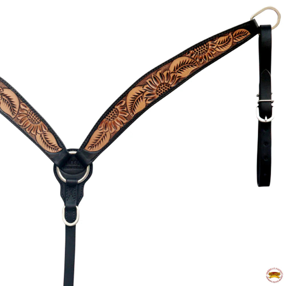 Hilason Horse Floral Hand Carved American Leather Breast Collar