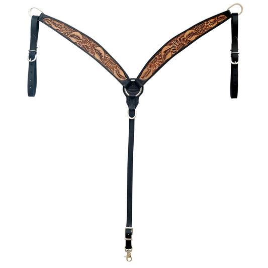 Hilason Horse Floral Hand Carved American Leather Breast Collar