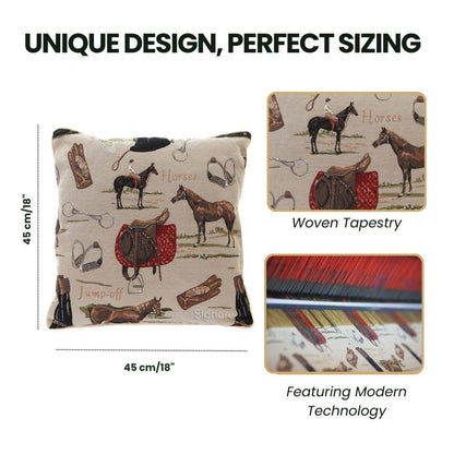 | HORSE PILLOWCASE/CUSHION COVER | DECORATIVE DESIGN FASHION HOME PILLOW 18X18 INCH