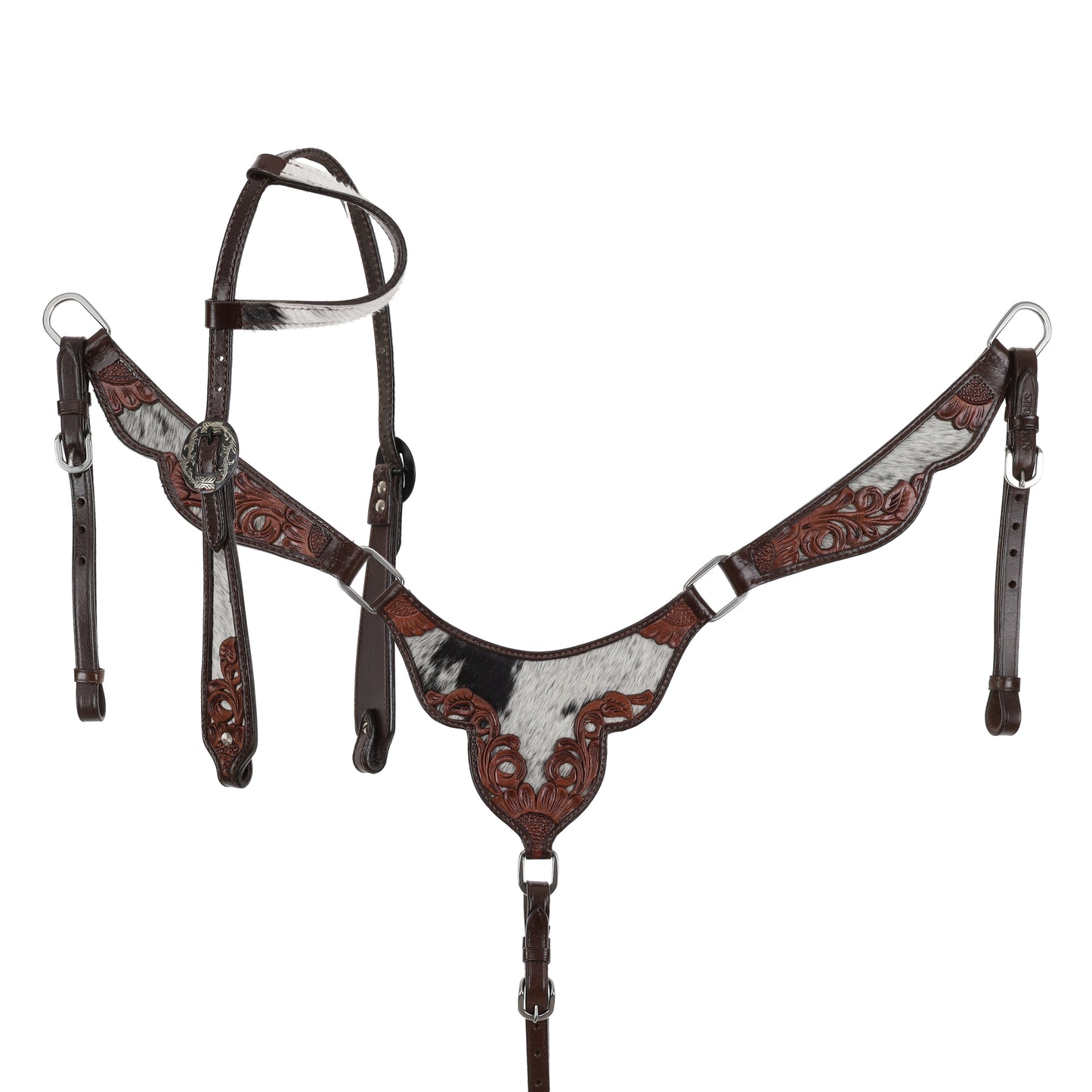 Showman Meadow Hide One Ear Headstall and Breastcollar