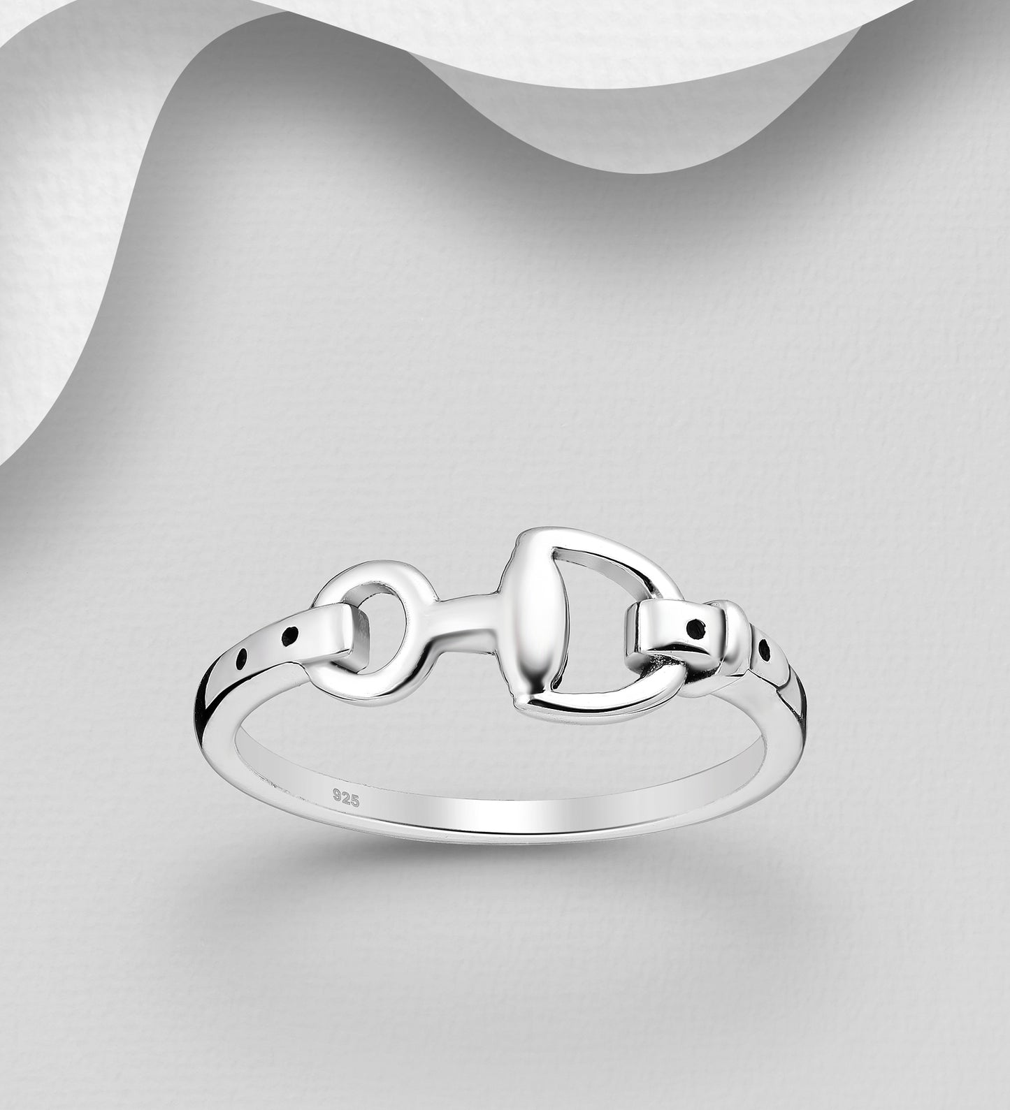 Sterling Silver Oxidized Horse Snaffle Ring