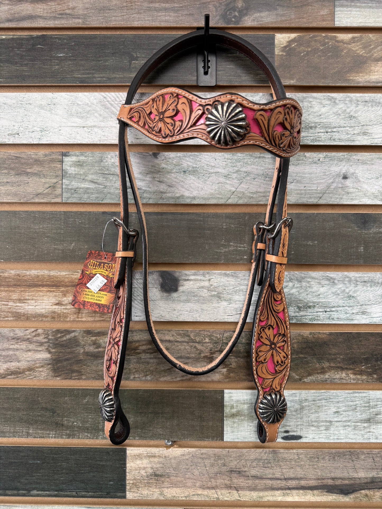 HILASONl Painted Beaded American Leather Horse Headstall