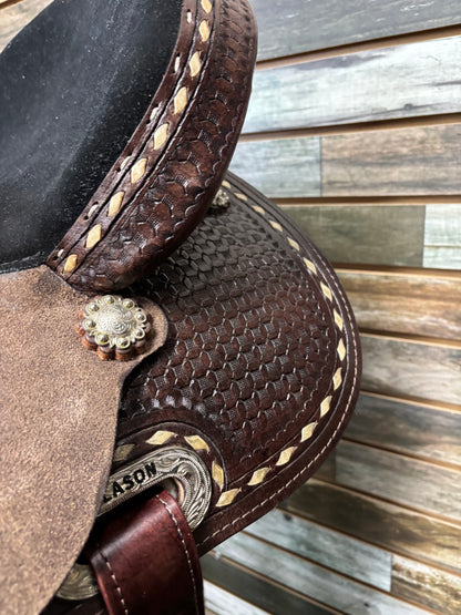 Western Horse Saddle Hilason 16" Flex Tree American Leather Barrel
