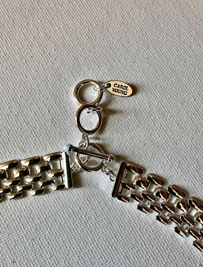 Bold Western Saddle Stirrup Necklace/Aqua stone w/toggle