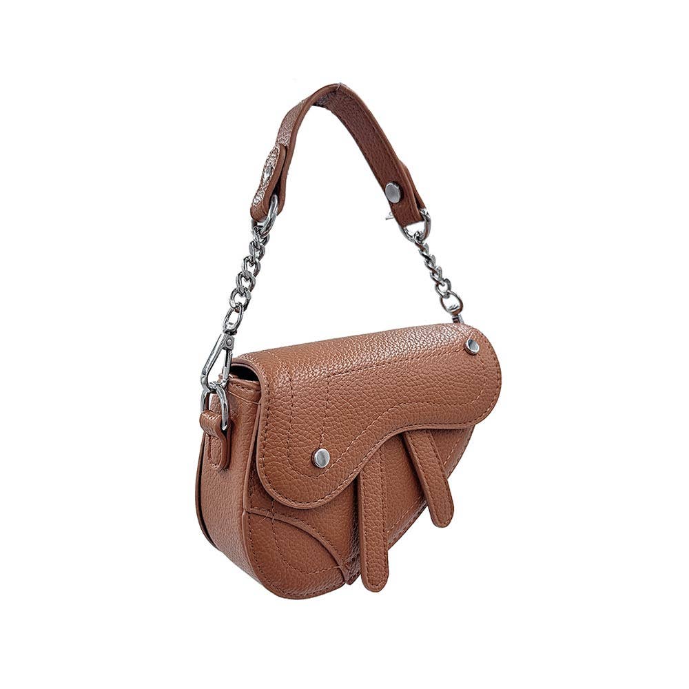 Faux Leather Mini Saddle Shoulder Crossbody Bag