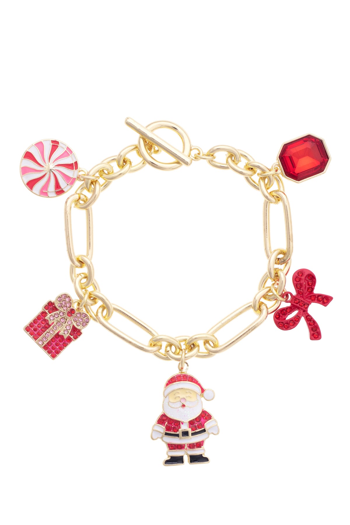 Jolly Santa Charm Bracelet in Red & White