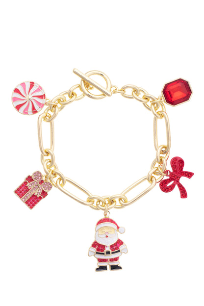 Jolly Santa Charm Bracelet in Red & White