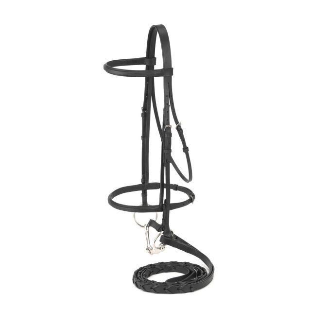 Tough1 Square Raised Bridle Full Black