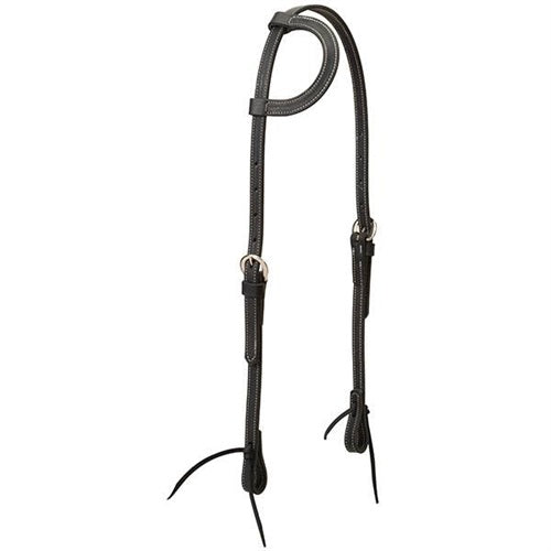 Weaver Black Leather Flat Sliding Ear Headstall