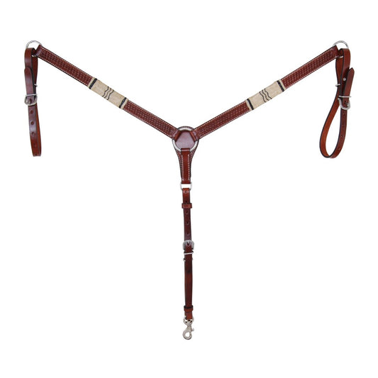 Rawhide Braid / Basket Tooled Breast Collar