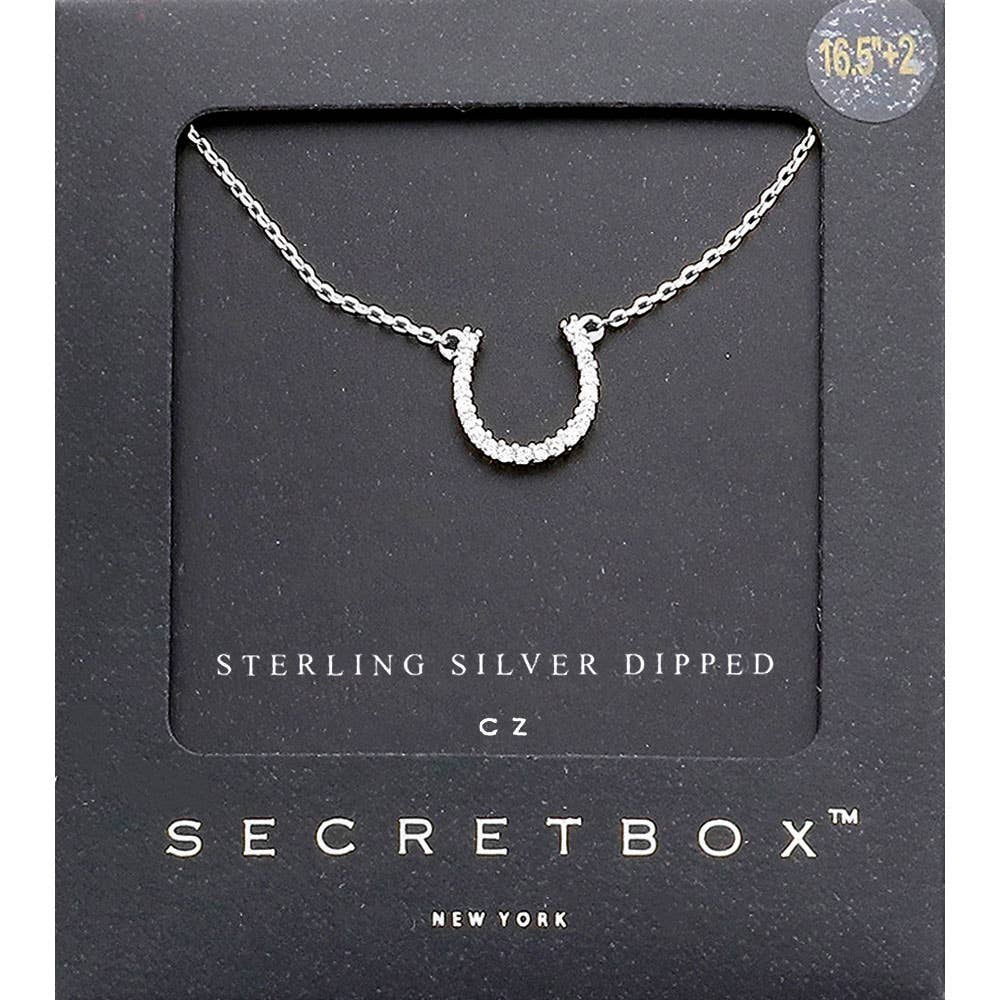 Secret Box_14K Gold Dipped CZ Horseshoe Pendant Necklace