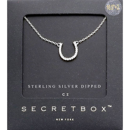 Secret Box_14K Gold Dipped CZ Horseshoe Pendant Necklace