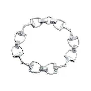 Equestrian Snaffle Bit Pave Sterling Silver Bracelet