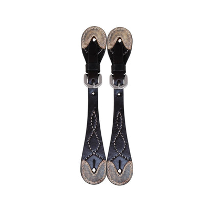 Fancy Stitch Rawhide Tip Choco Spur Straps - Youth / Lady