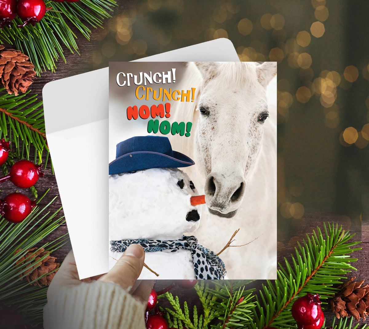 Horse Boxed Christmas Cards | Snowman Crunch | 8 Holiday