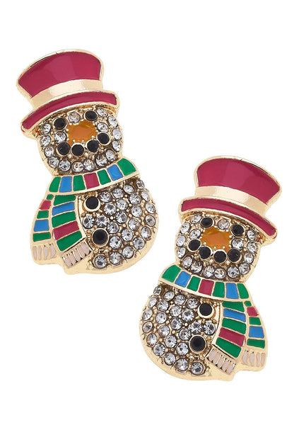 Pave Snowman Stud Earrings in Multi