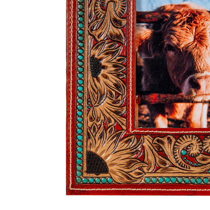 Devonnieâ€™s Sunflowers Hand-Tooled Photo Frame