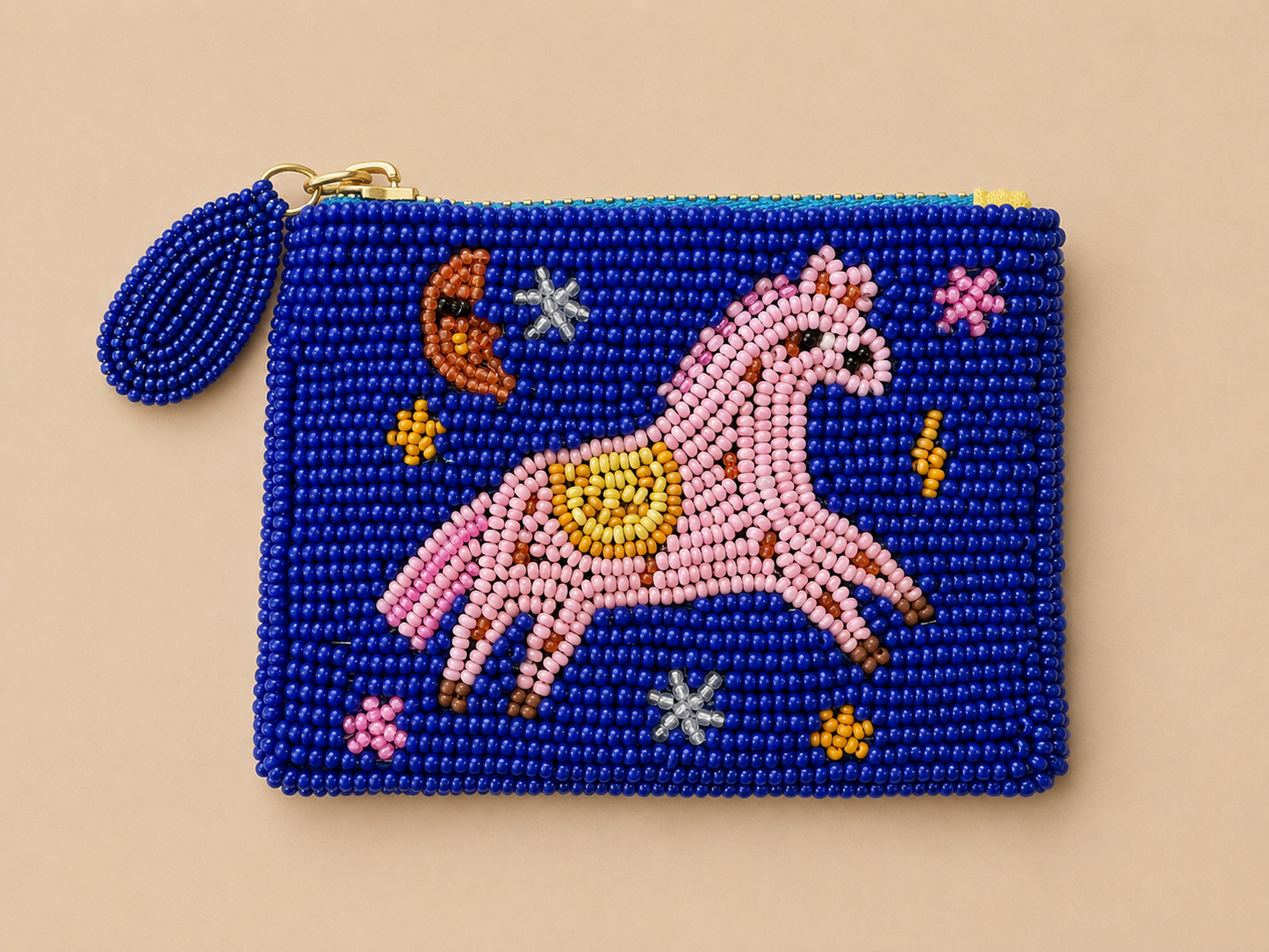 Pink Pony Small Beaded Pouch