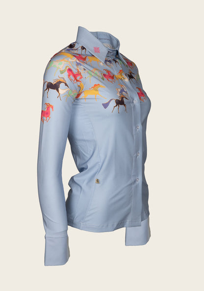 Espoir Colorful Running Horses Ladies’ Shirt