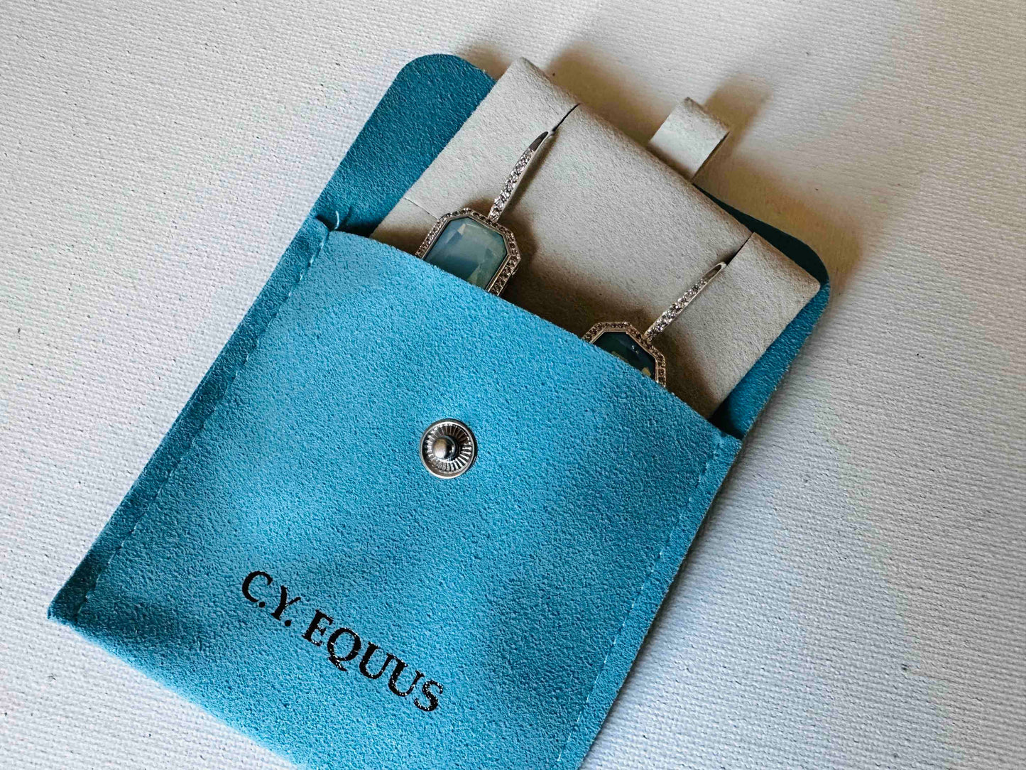 Bold Rectangle Aqua stone Earrings WIRE/ Jewelry