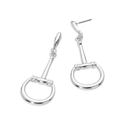 Metal Stirrup Equestrian Horseshoe Drop Earrings