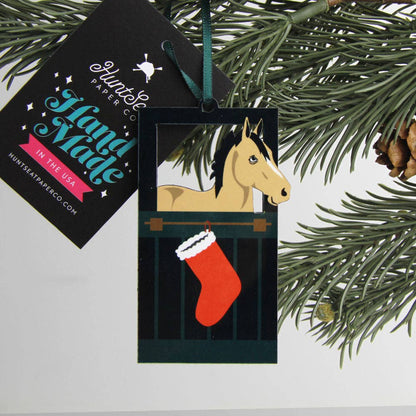Hunt Seat Paper Buckskin Horse Barn Door Ornament