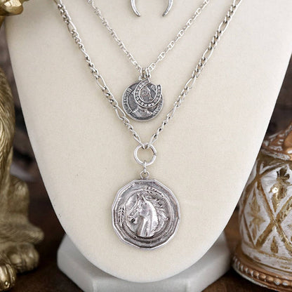 Moonlit Rider – Layered Horse Coin Necklace