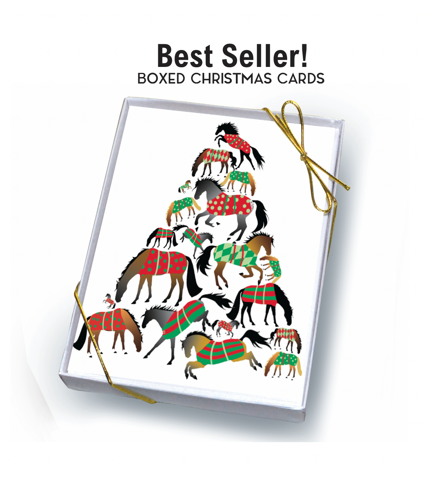 Horse Boxed Christmas Cards / Tree of Blankets / 8 Holiday