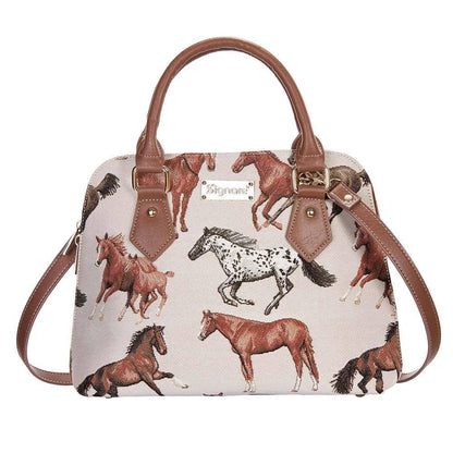 CONV-RHOR | Running Horse Convertible Top Handle Purse Handbag