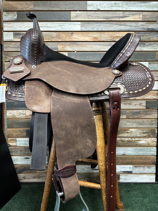 16 In Western Horse Saddle Hilason Flex Tree American Leather Barrel