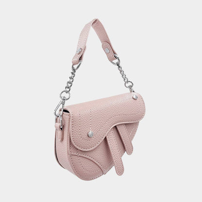 Faux Leather Mini Saddle Shoulder Crossbody Bag