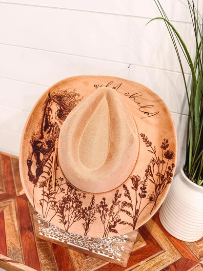 Engraved Wildflower Horse Hat