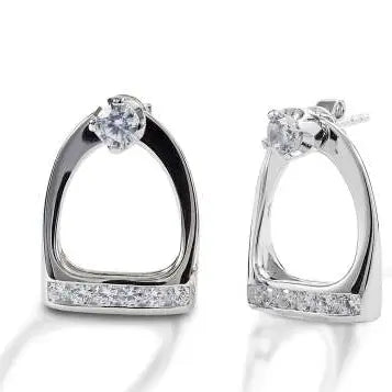 Sterling Silver & Cz Stirrup Earrings