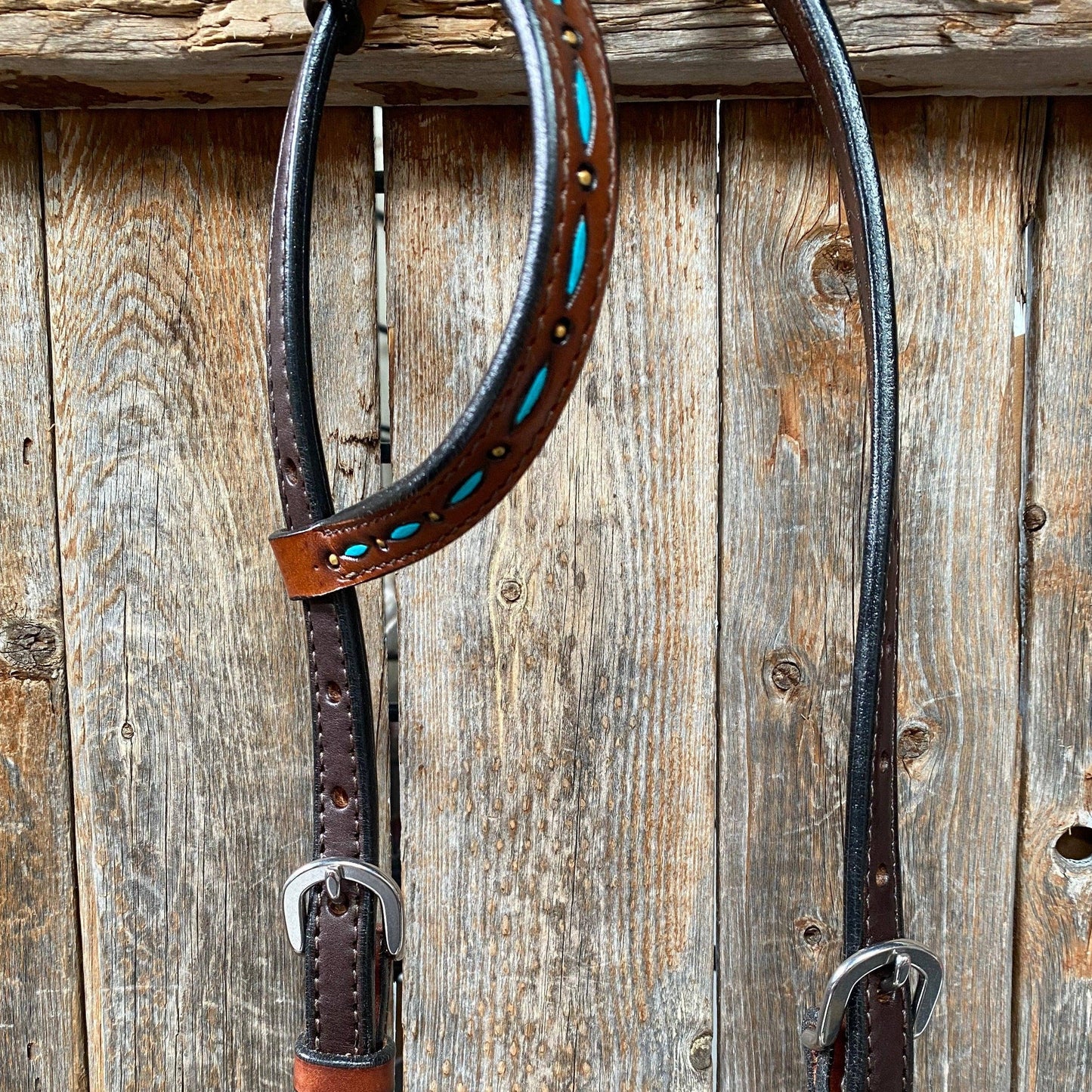 Hand Painted Two Tone One Ear Headstall/Bridle #241923