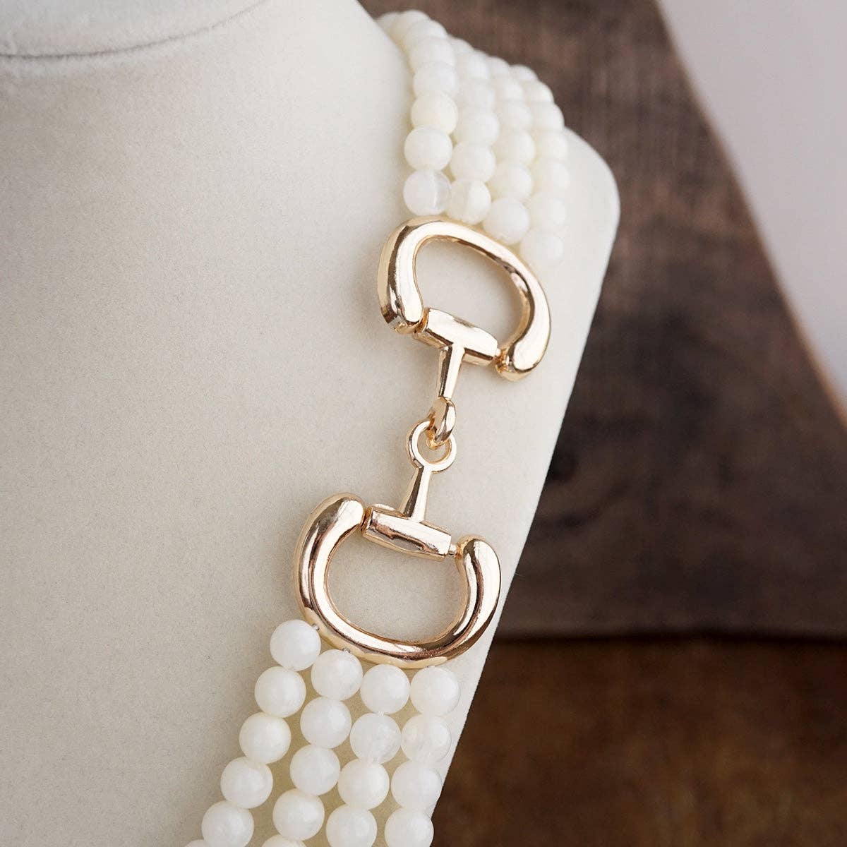 Polished Rider – Multi-Strand Acrylic Bead Horse Bit Necklace