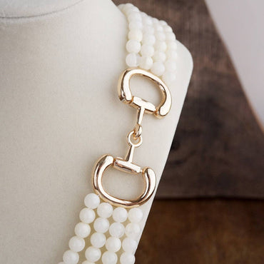 Polished Rider – Multi-Strand Acrylic Bead Horse Bit Necklace