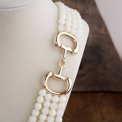 Polished Rider – Multi-Strand Acrylic Bead Horse Bit Necklace