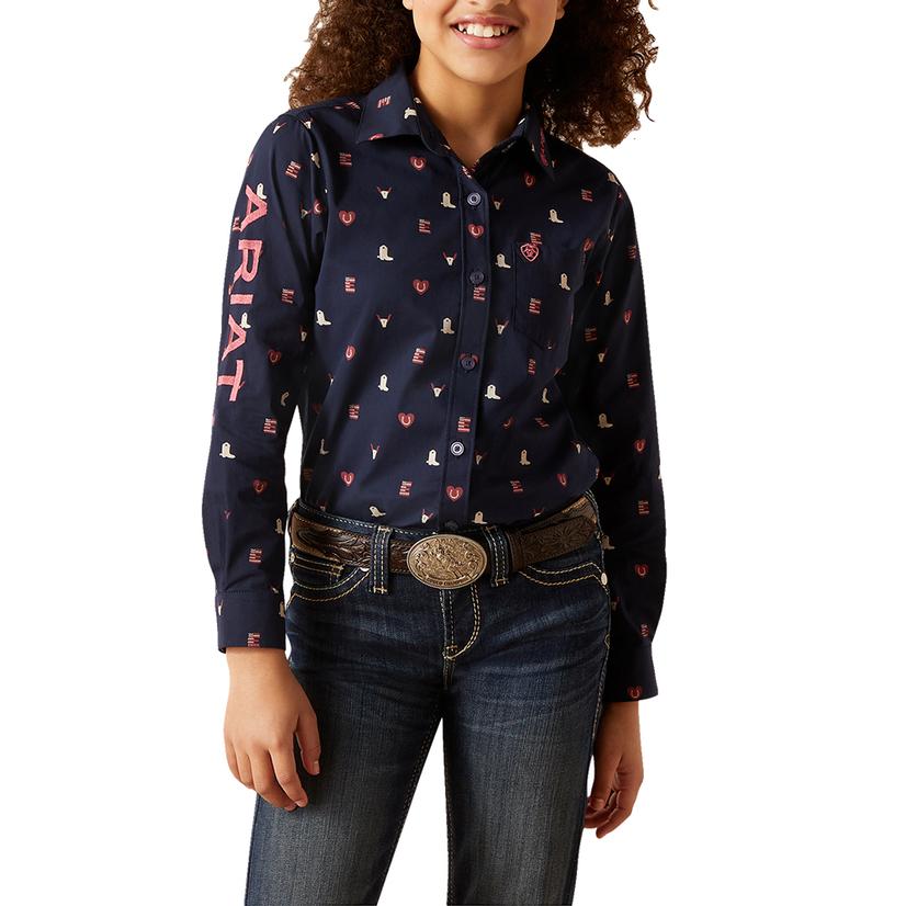 Girls' Team Kirby Western Love Long Sleeve Top