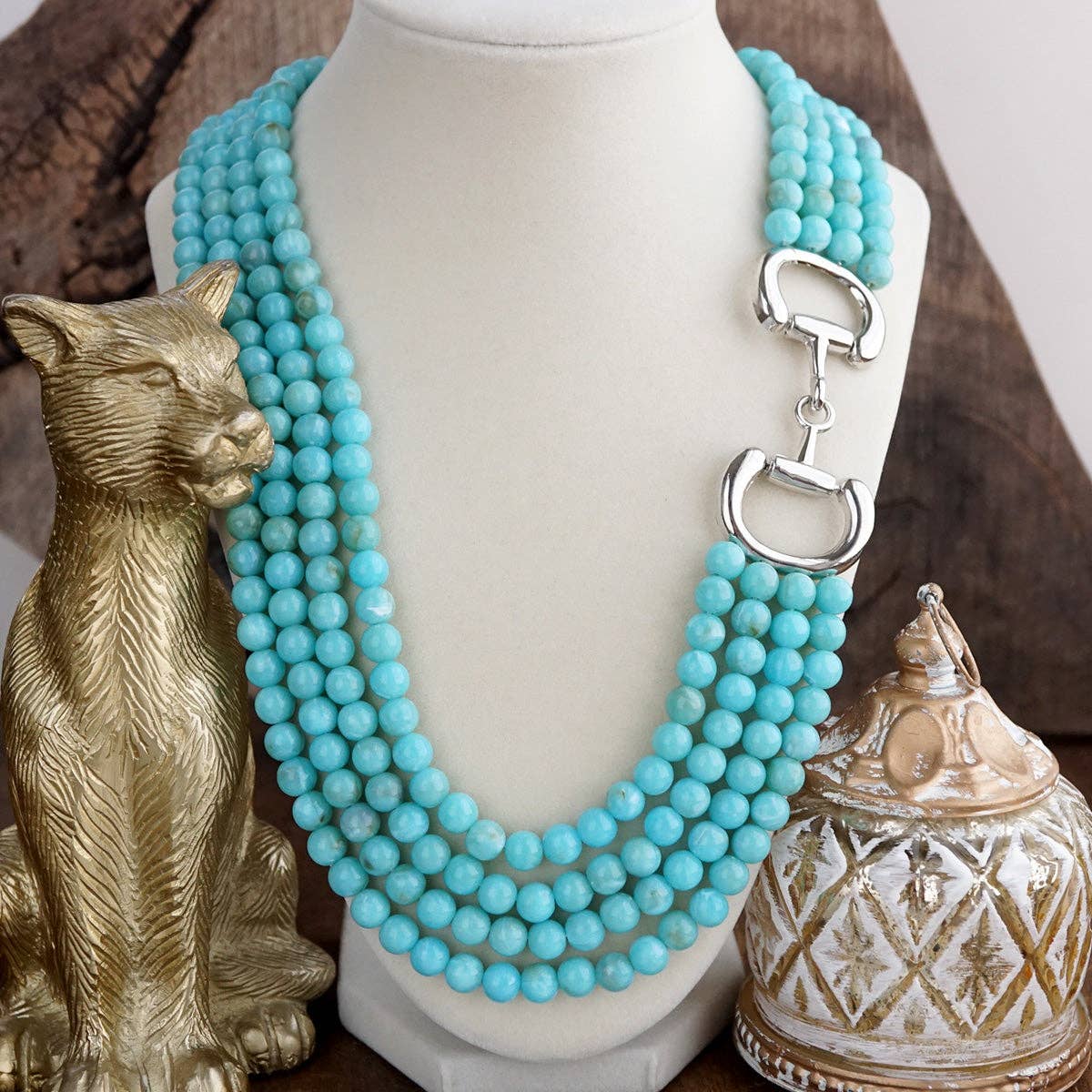 Polished Rider – Multi-Strand Acrylic Bead Horse Bit Necklace