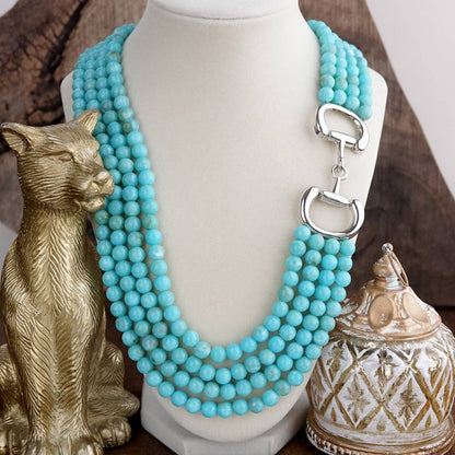 Polished Rider – Multi-Strand Acrylic Bead Horse Bit Necklace