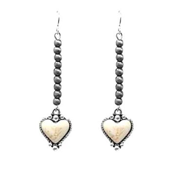 Heart Strings Earrings - Turquoise and Ivory