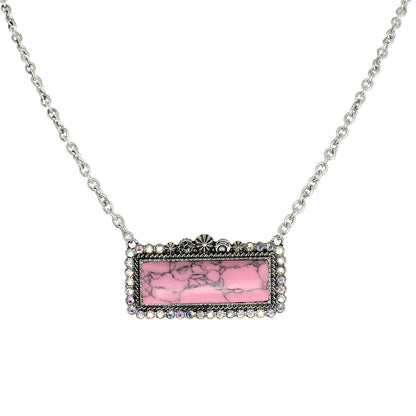 Western Rectangle Turquoise Bar Concho Necklace